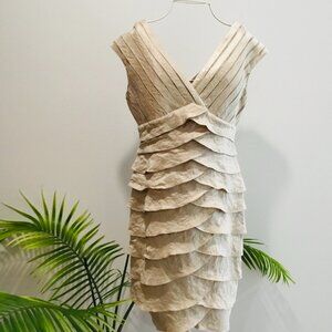 Adrianna Papell Gold Multi-ruffled cocktail Dress - Size 8